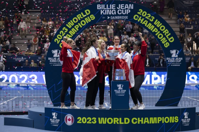 2023 BJKC Trophy Ceremony Team Canada w flags