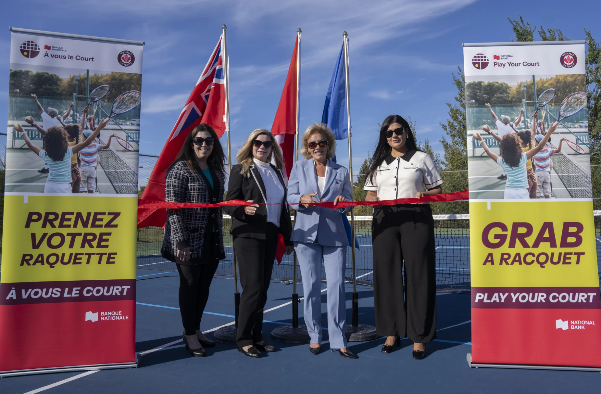 Left to right: Nadia Paladino (Director of Parks, Foresty, and Environment, City of Mississauga), Anita Comella , Councillor Sue McFadden (Ward 10, City of Mississauga), and Fariha Ahmad (Branch Manager, National Bank of Canada)