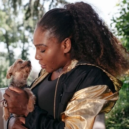 Serena et son chien Harpers Bazaar