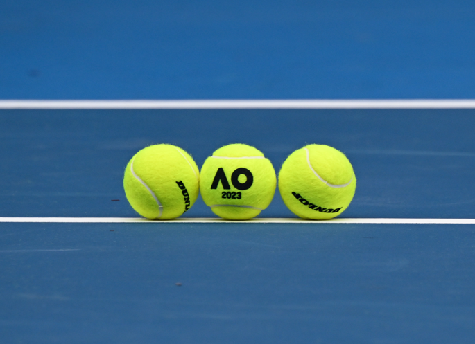 Tennis balls on the court