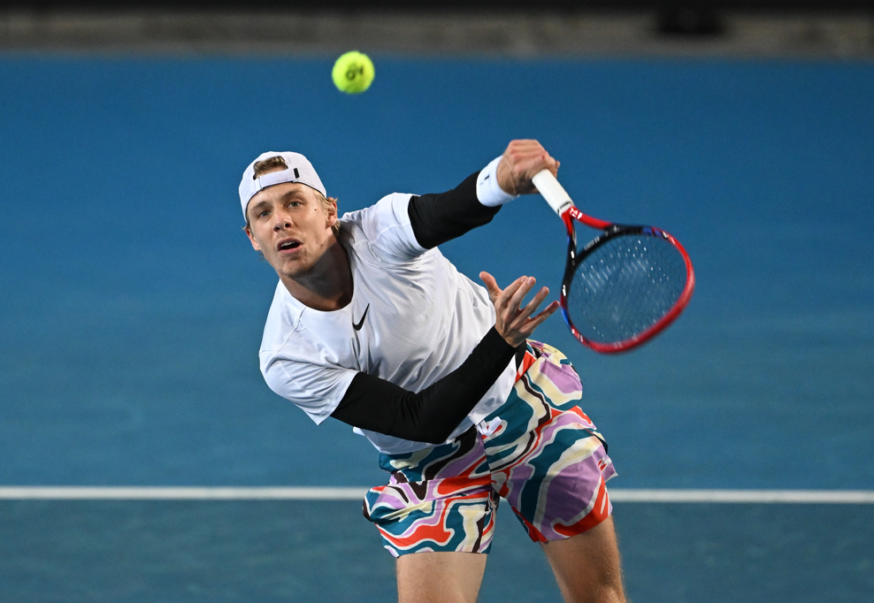 Denis Shapovalov hits a smash.